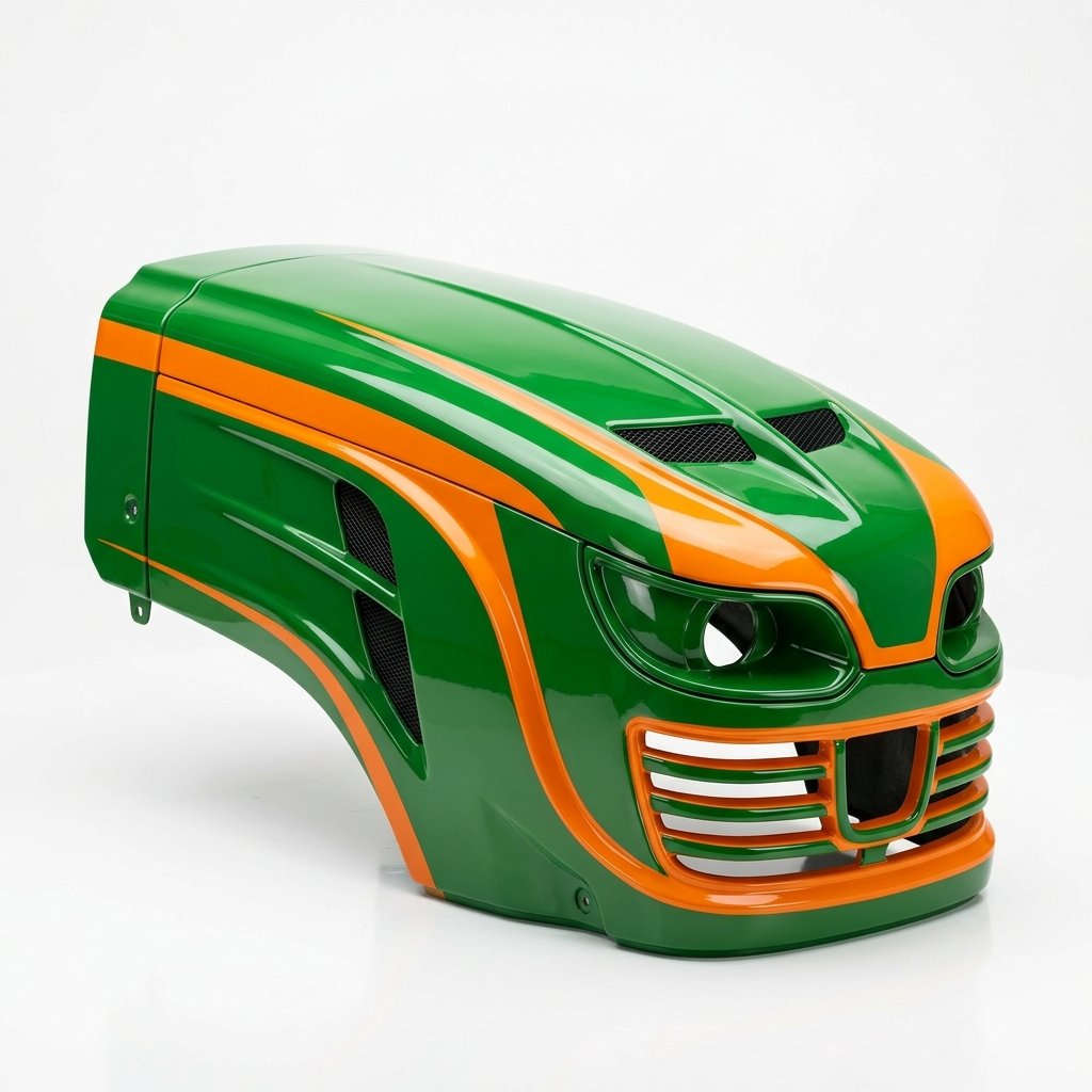 Aerodynamic Red Tractor Hood